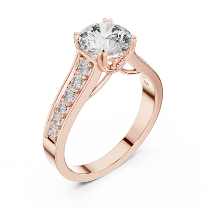 Round Side Stone Lab Grown Diamond Ring