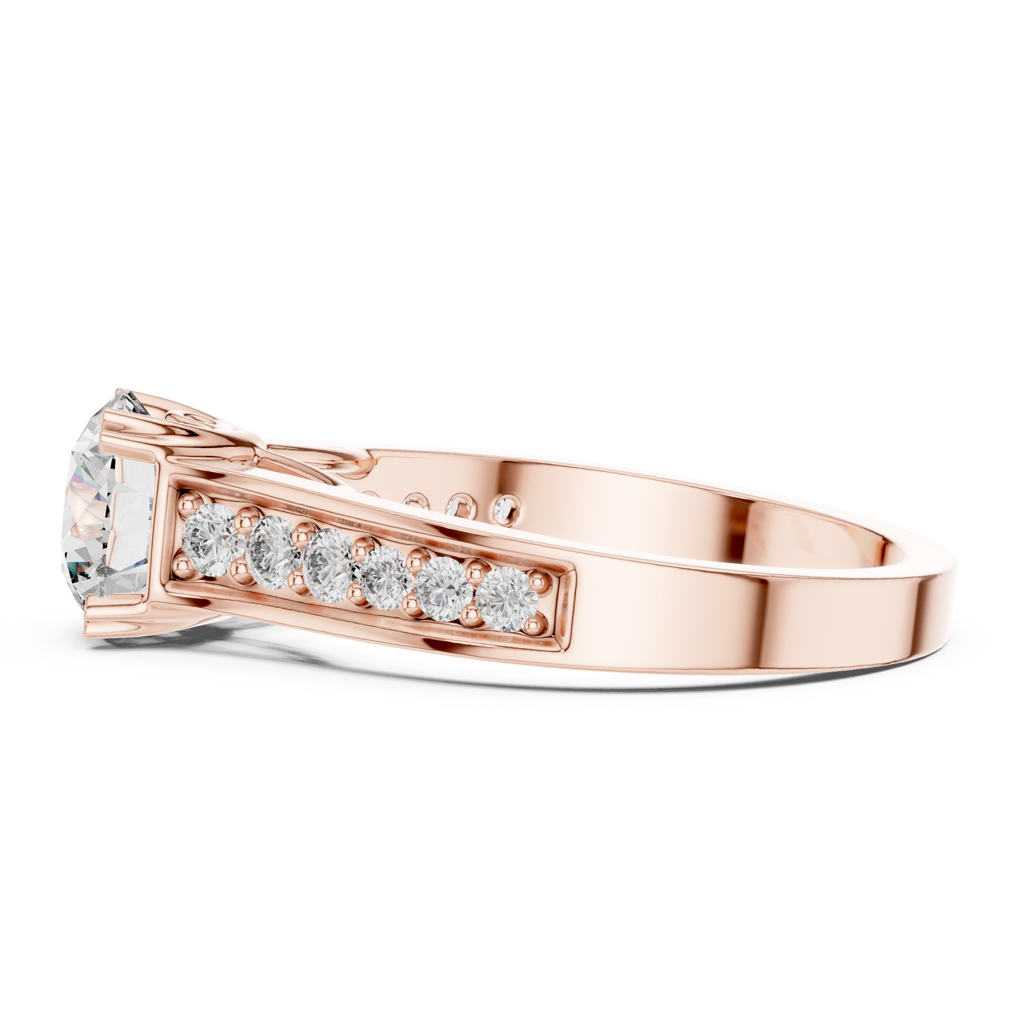 Round Side Stone Lab Grown Diamond Ring