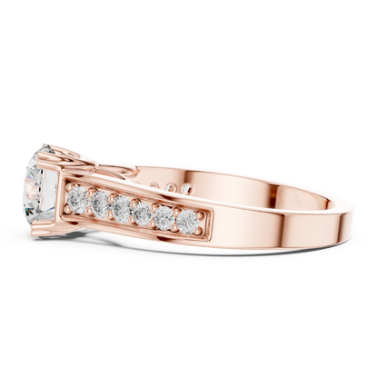 Round Side Stone Lab Grown Diamond Ring