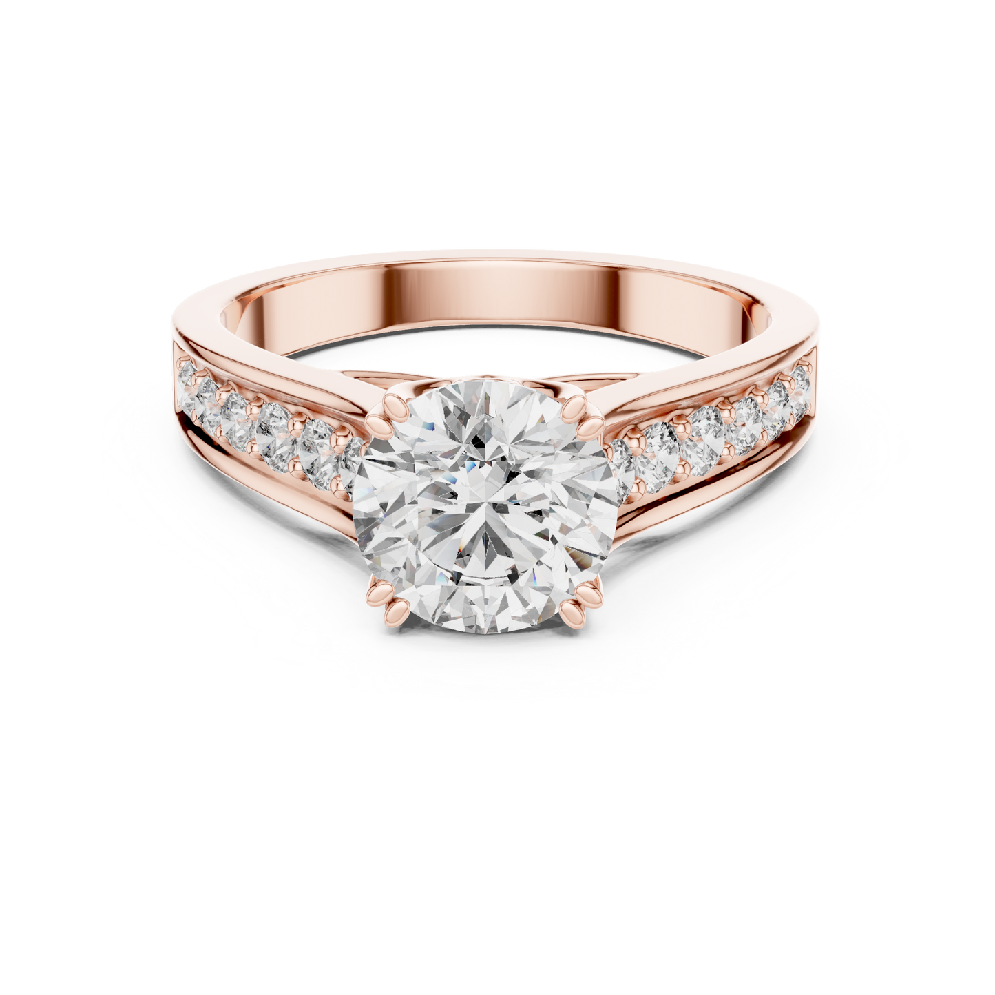 Round Side Stone Lab Grown Diamond Ring