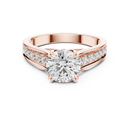 Round Side Stone Lab Grown Diamond Ring