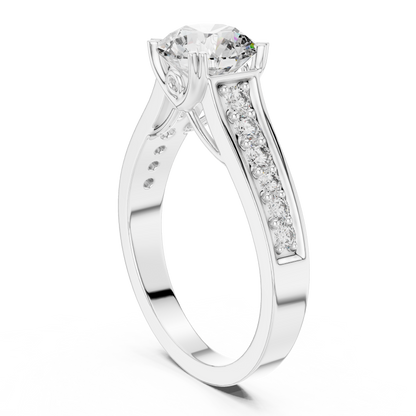 Round Side Stone Lab Grown Diamond Ring
