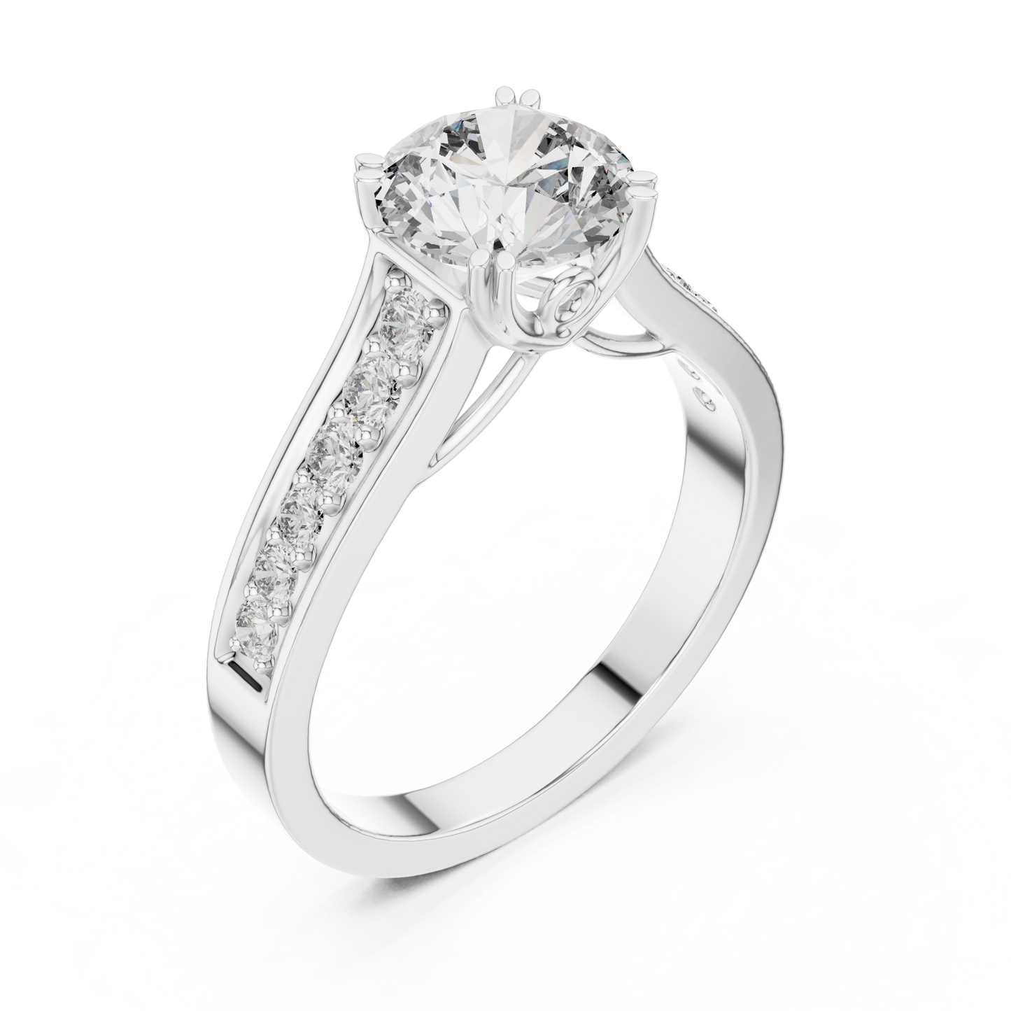 Round Side Stone Lab Grown Diamond Ring