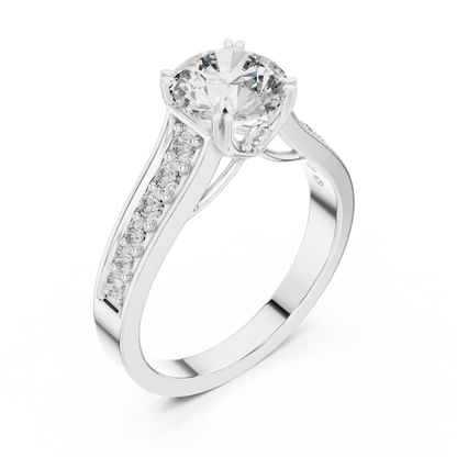 Round Side Stone Lab Grown Diamond Ring