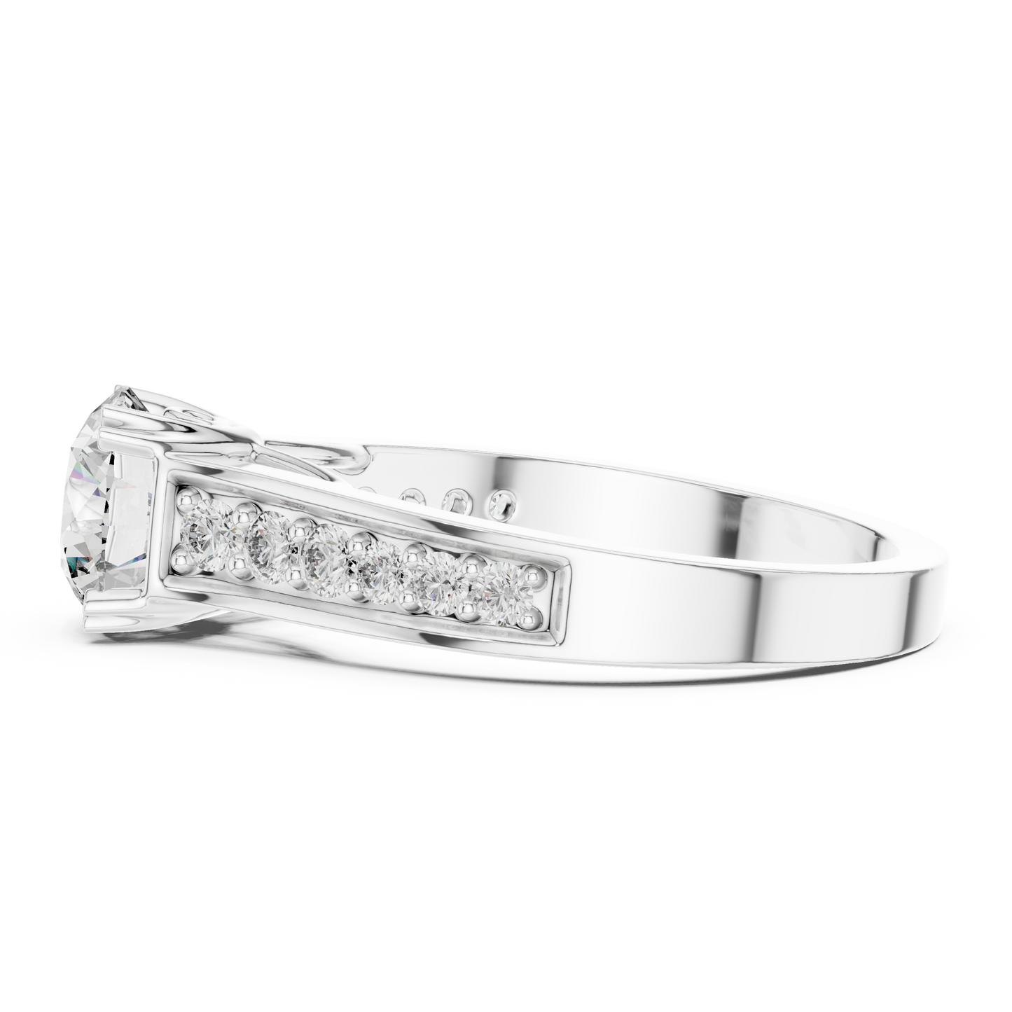 Round Side Stone Lab Grown Diamond Ring