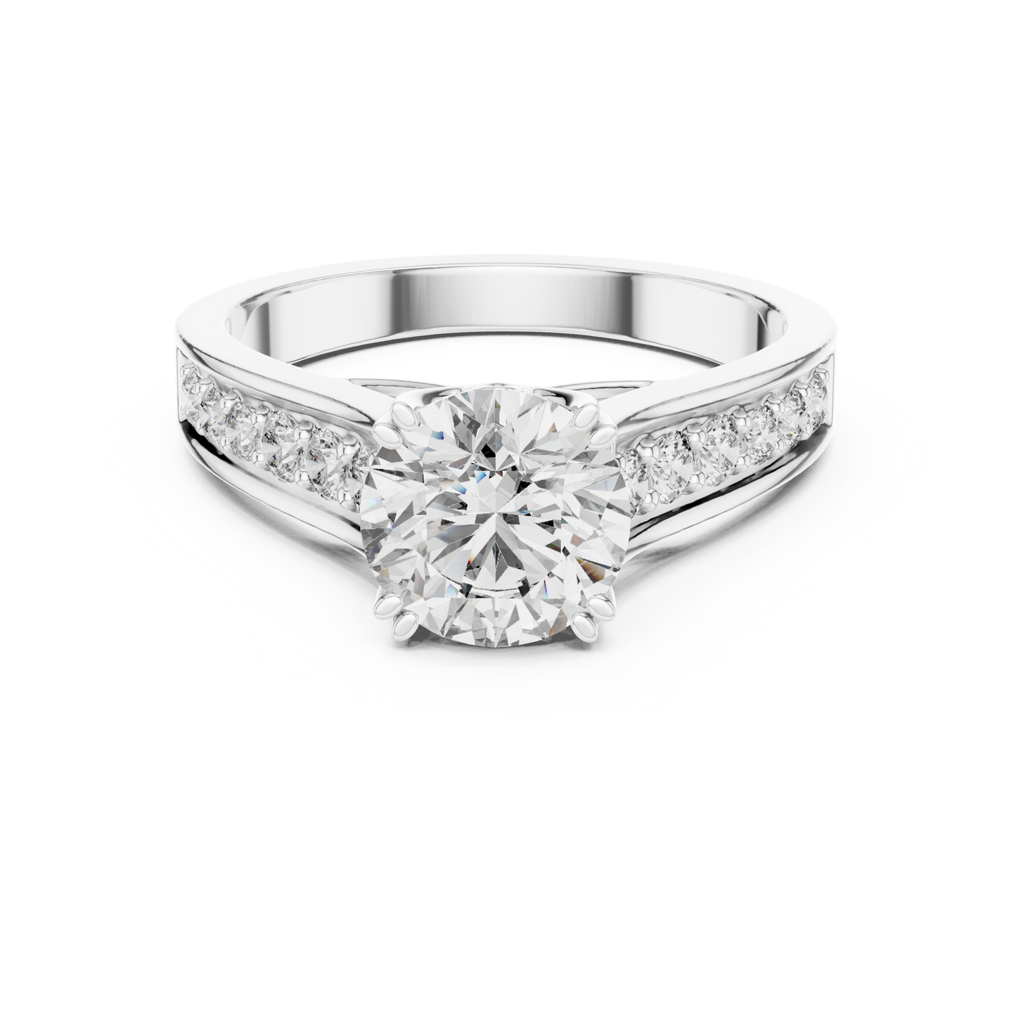 Round Side Stone Lab Grown Diamond Ring