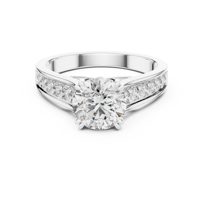 Round Side Stone Lab Grown Diamond Ring