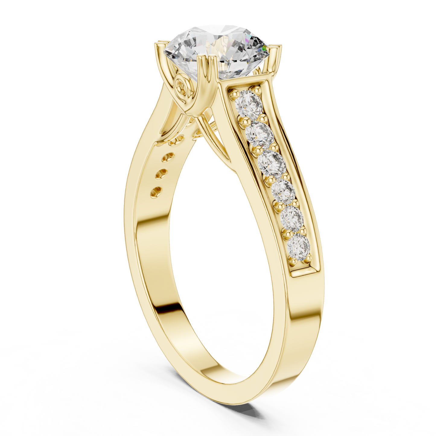 Round Side Stone Lab Grown Diamond Ring