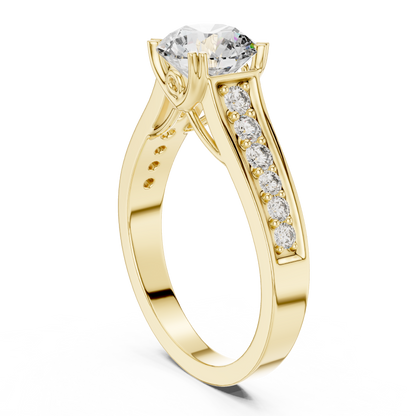 Round Side Stone Lab Grown Diamond Ring