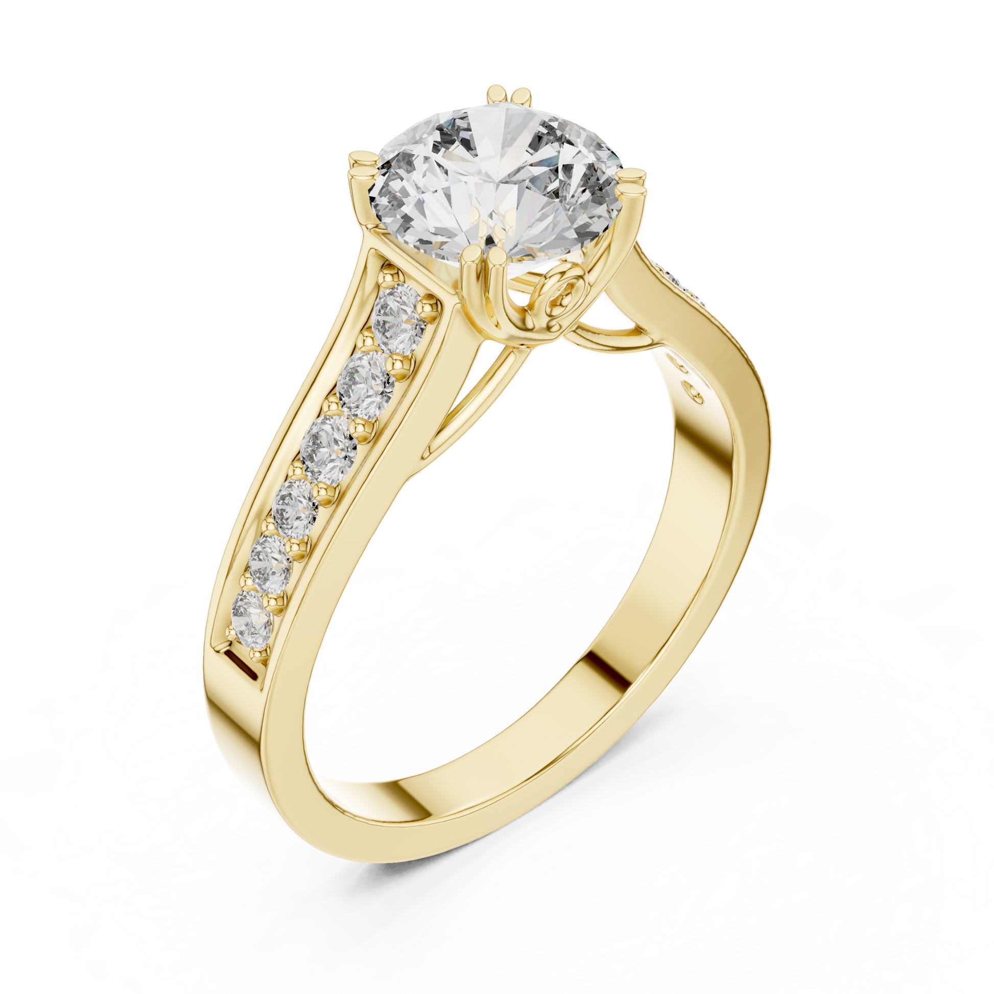 Round Side Stone Lab Grown Diamond Ring