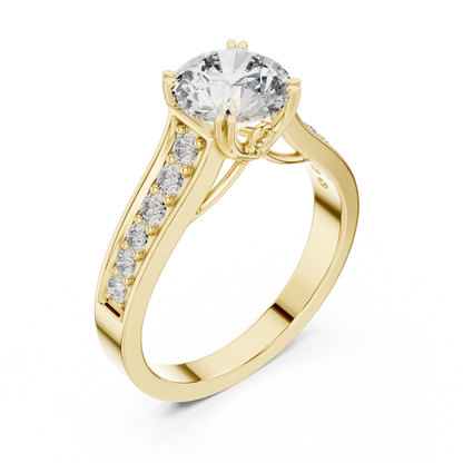 Round Side Stone Lab Grown Diamond Ring