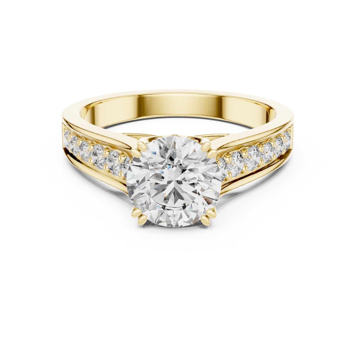 Round Side Stone Lab Grown Diamond Ring