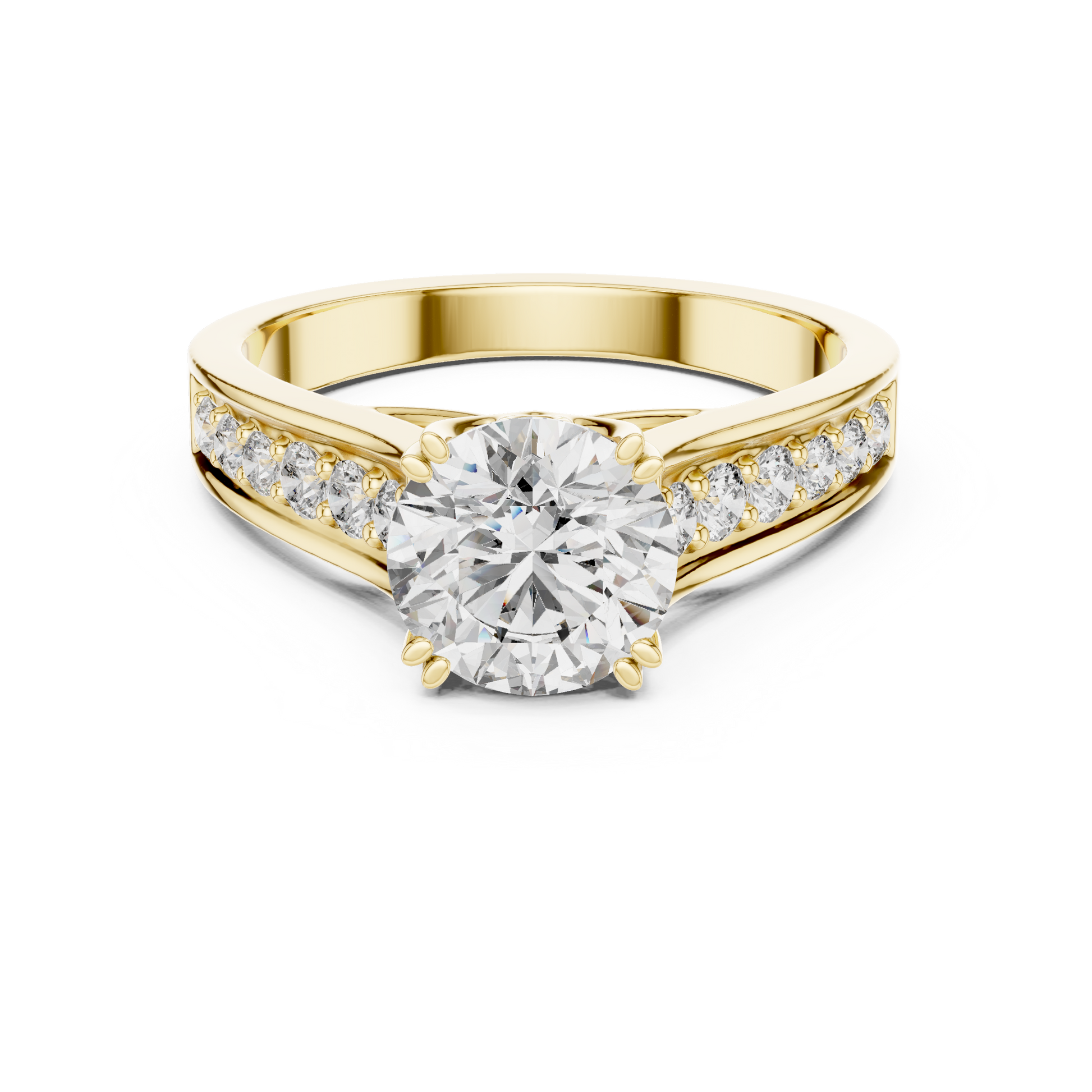 Round Side Stone Lab Grown Diamond Ring
