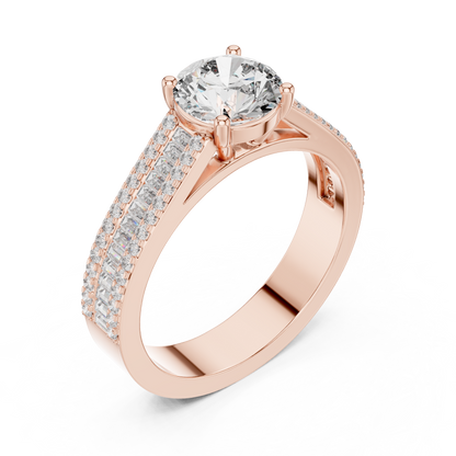 Round Side Stone Lab Grown Diamond Ring