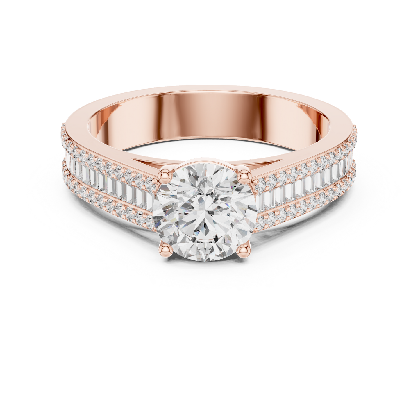 Round Side Stone Lab Grown Diamond Ring