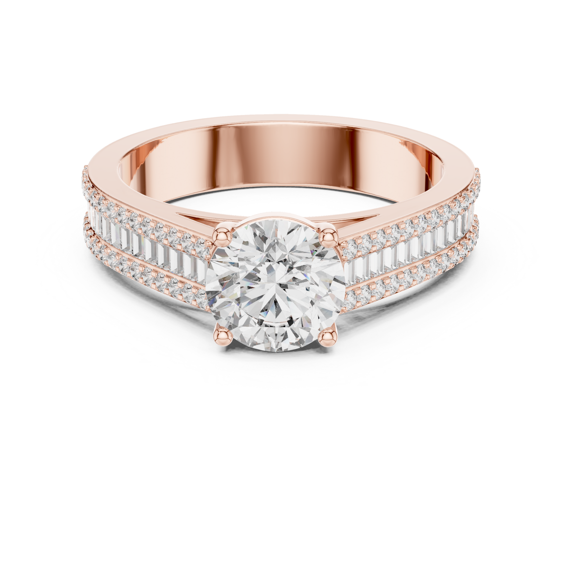 Round Side Stone Lab Grown Diamond Ring