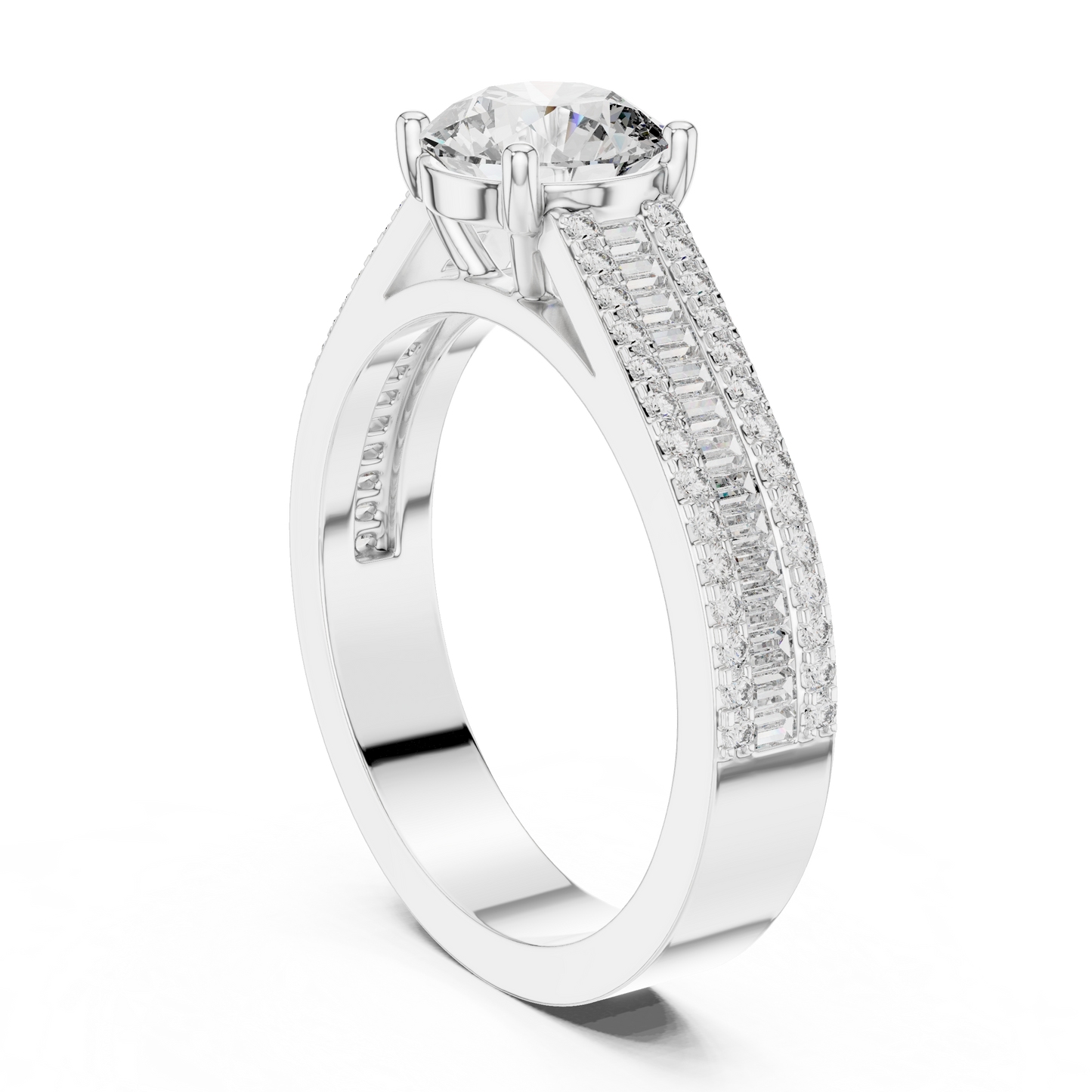 Round Side Stone Lab Grown Diamond Ring