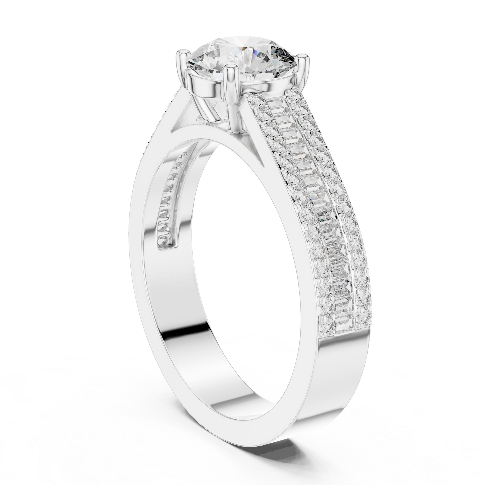 Round Side Stone Lab Grown Diamond Ring