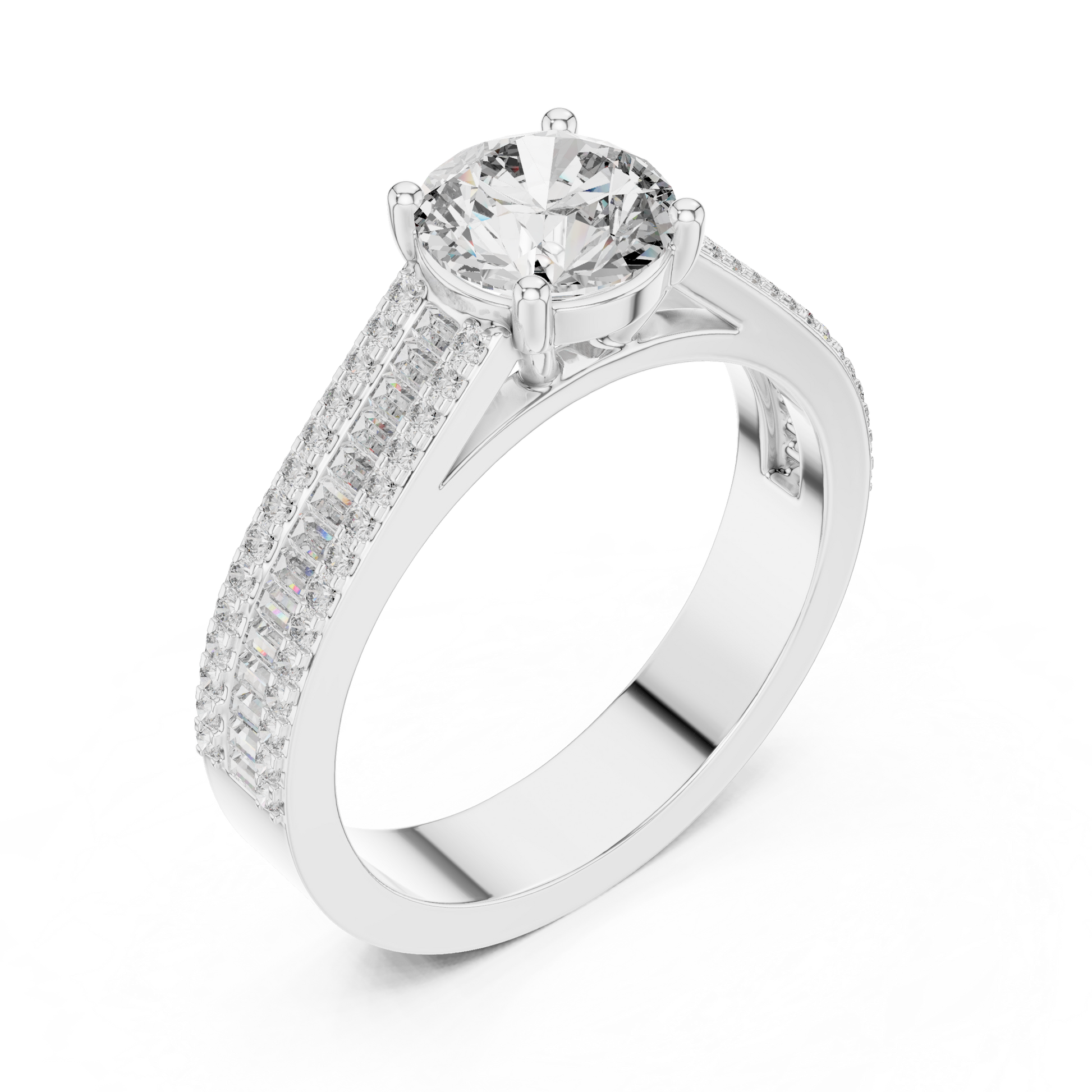 Round Side Stone Lab Grown Diamond Ring