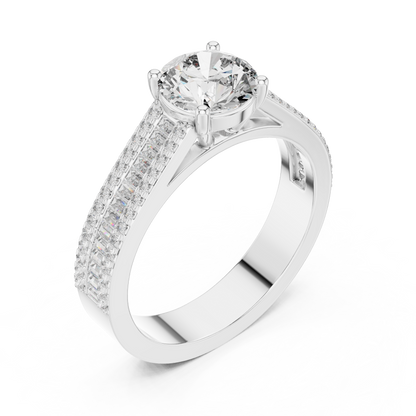 Round Side Stone Lab Grown Diamond Ring