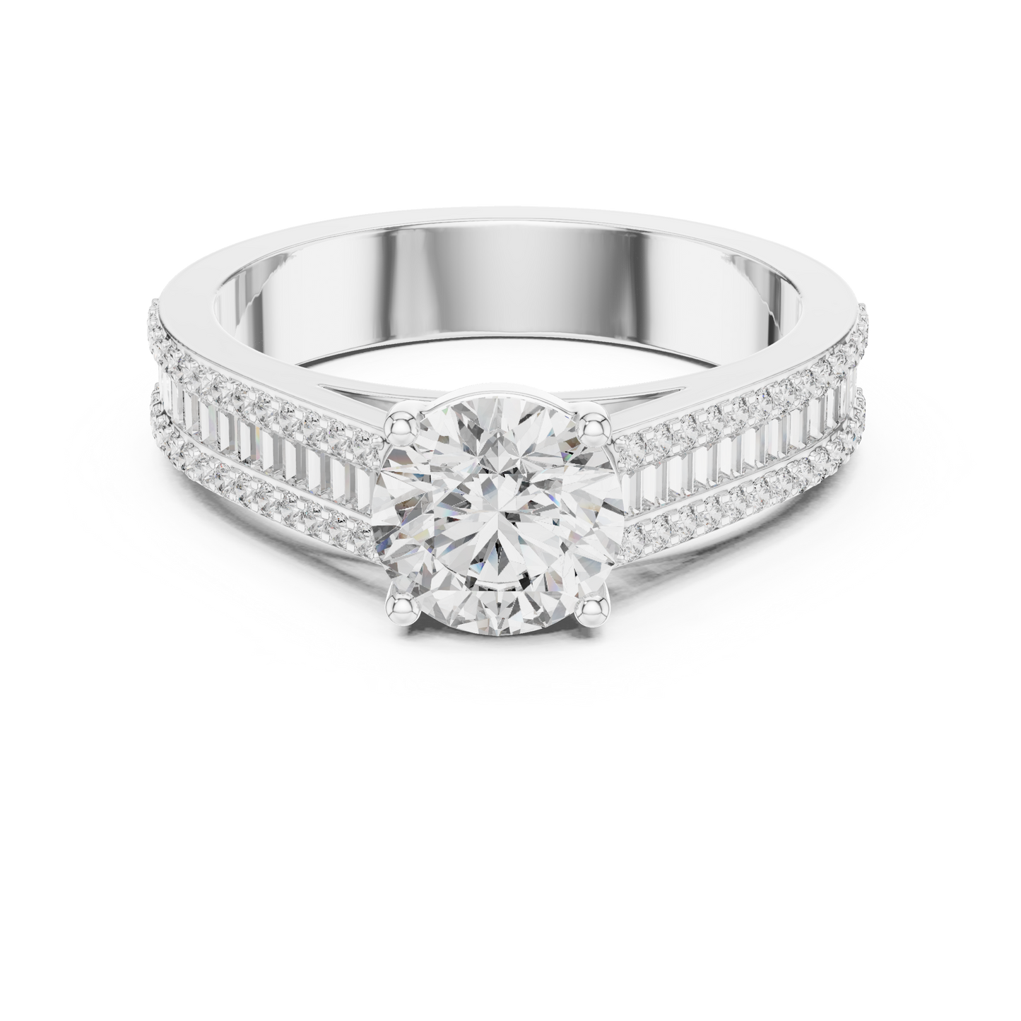Round Side Stone Lab Grown Diamond Ring
