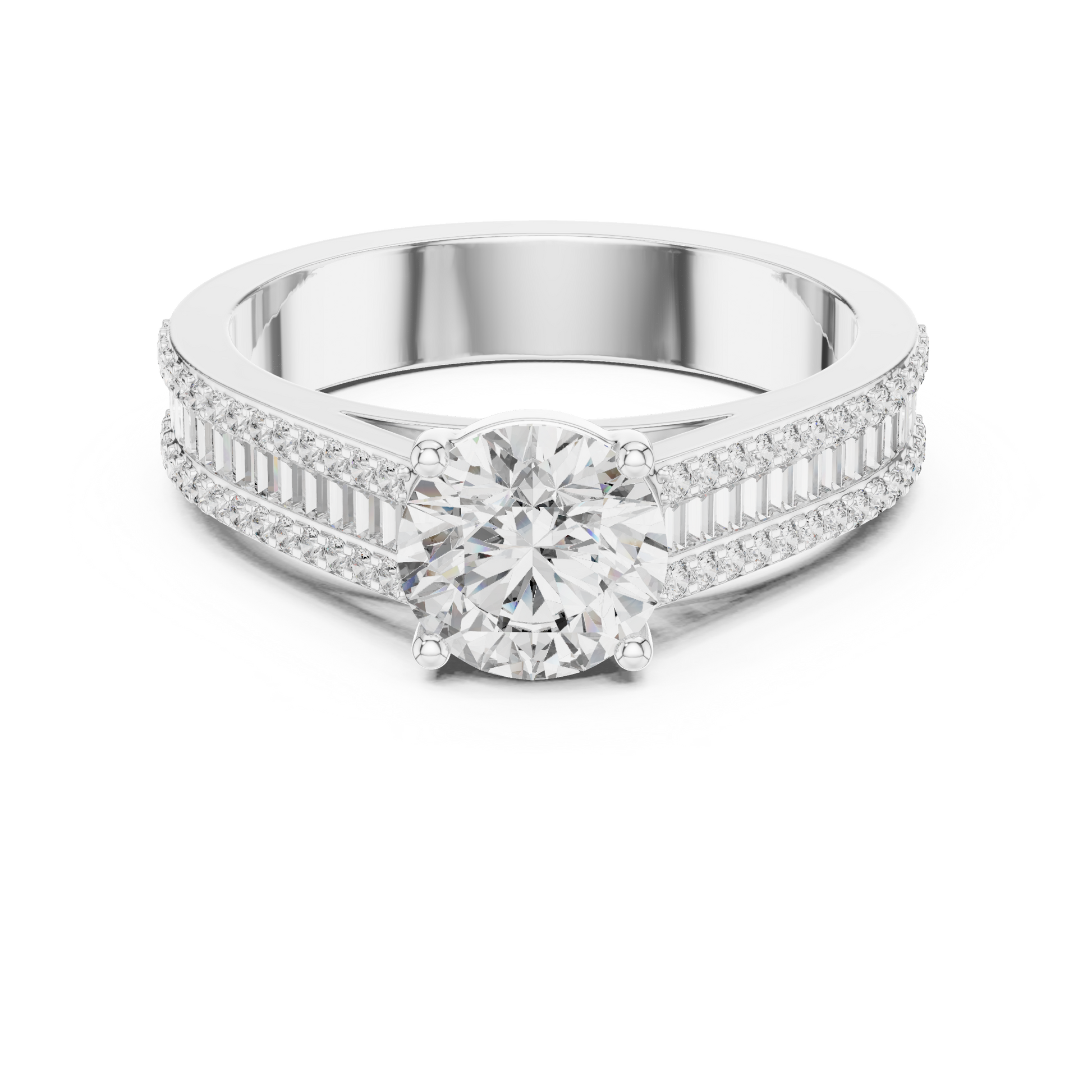 Round Side Stone Lab Grown Diamond Ring