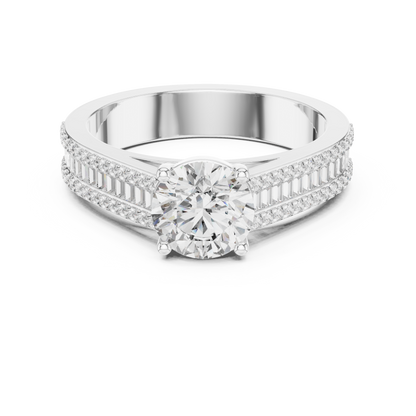 Round Side Stone Lab Grown Diamond Ring