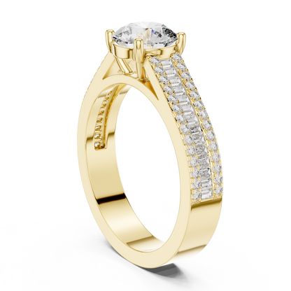Round Side Stone Lab Grown Diamond Ring