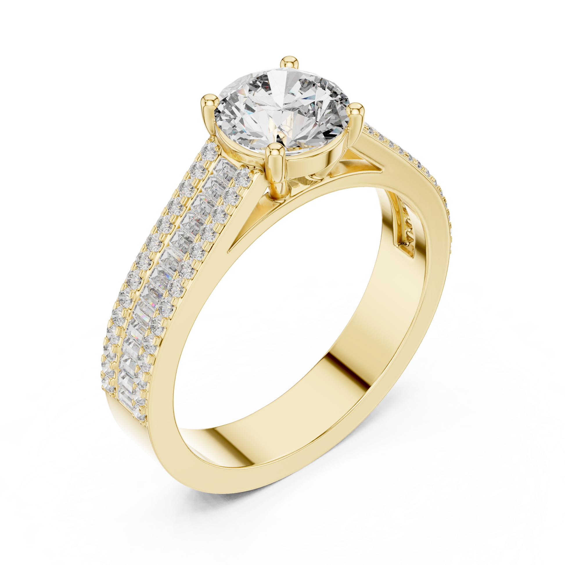 Round Side Stone Lab Grown Diamond Ring