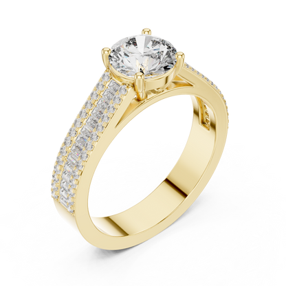 Round Side Stone Lab Grown Diamond Ring