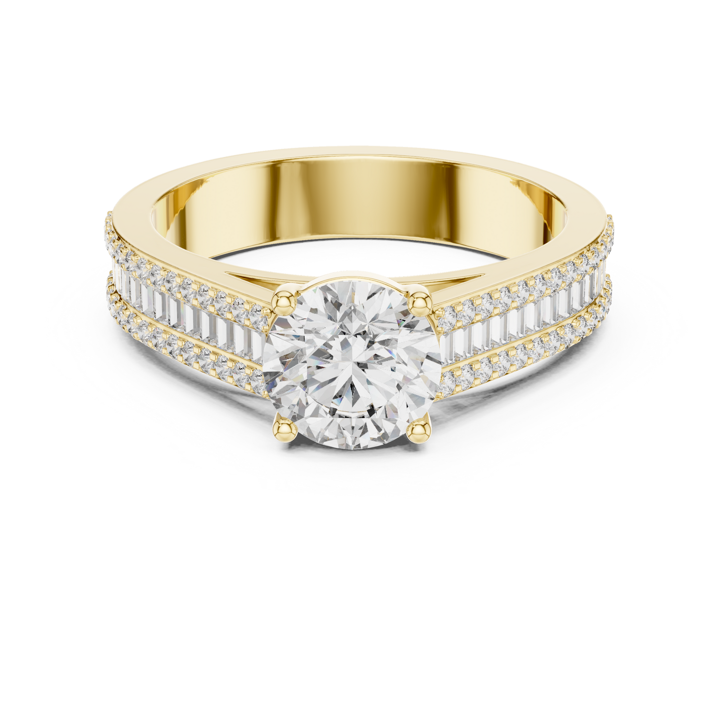 Round Side Stone Lab Grown Diamond Ring