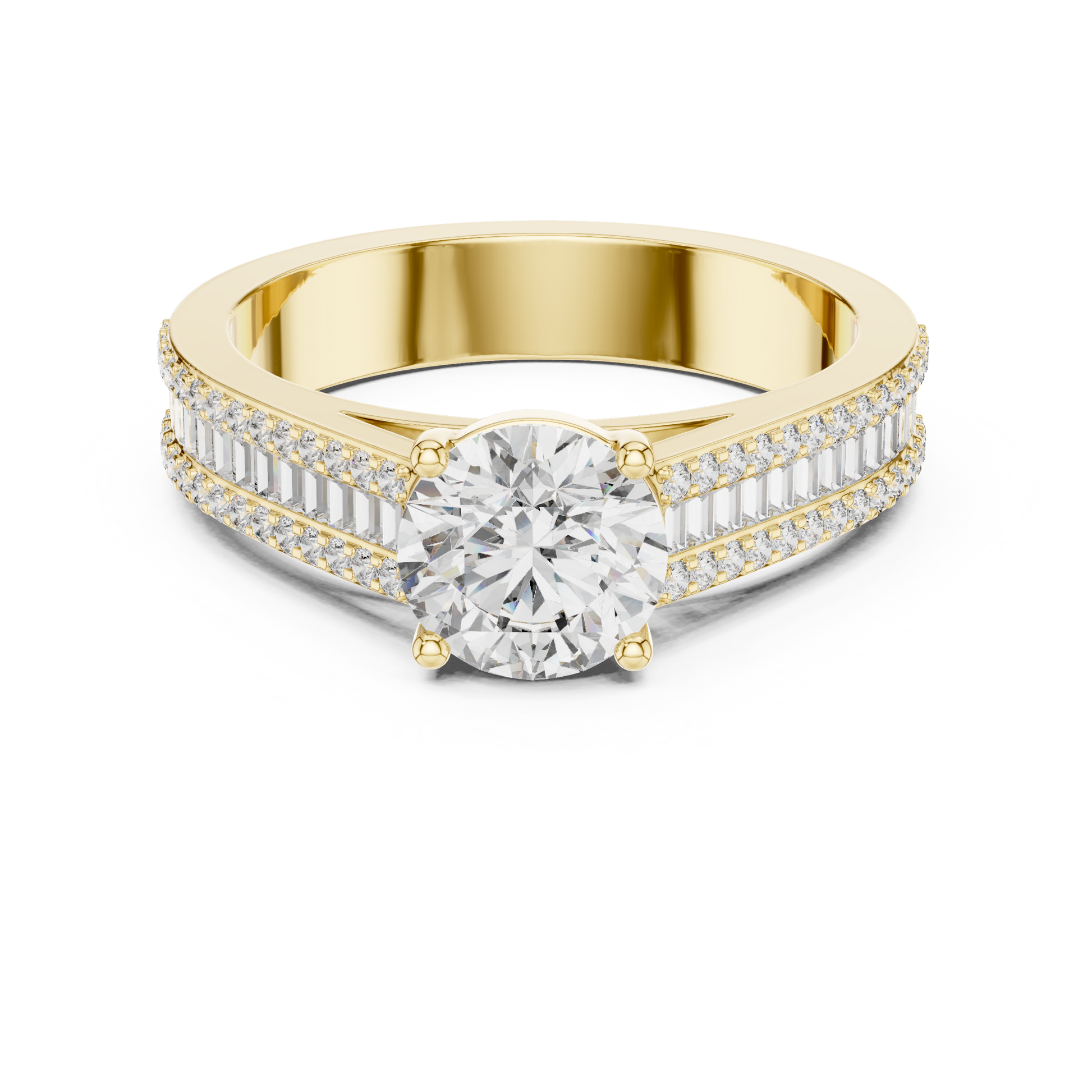 Round Side Stone Lab Grown Diamond Ring
