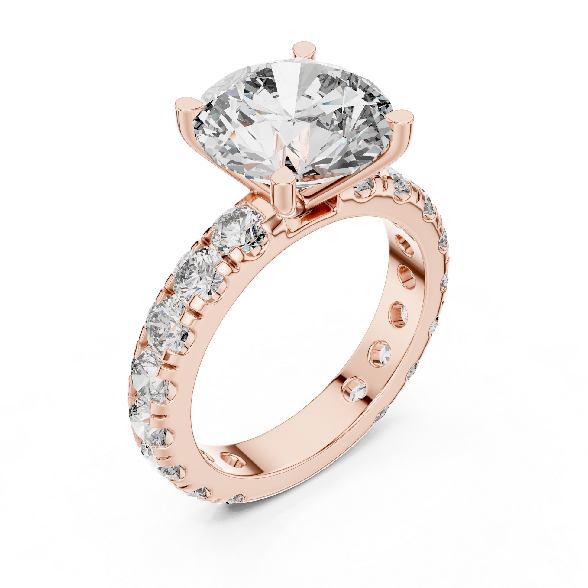 Round Pave Lab Grown Diamond Ring