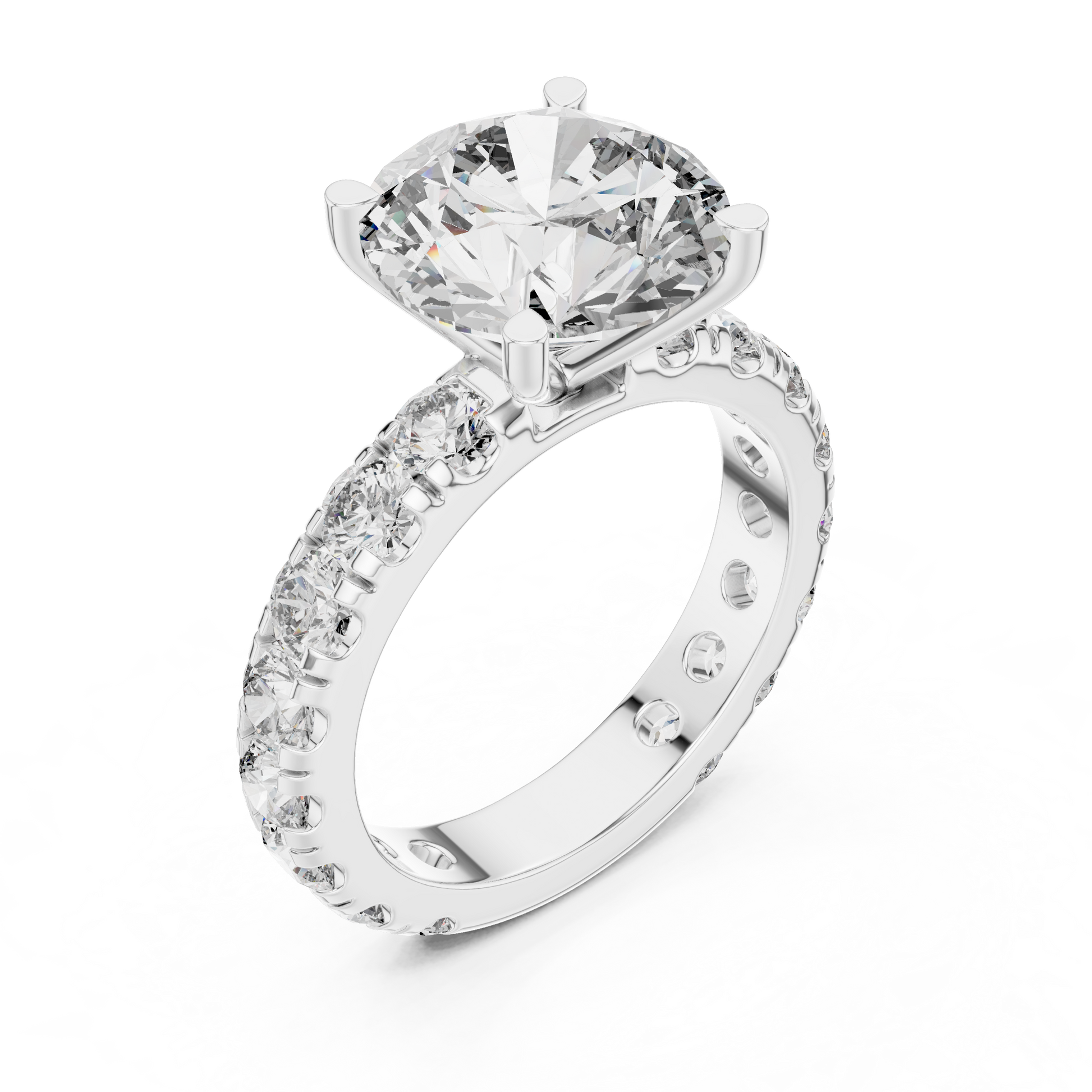 Round Pave Lab Grown Diamond Ring