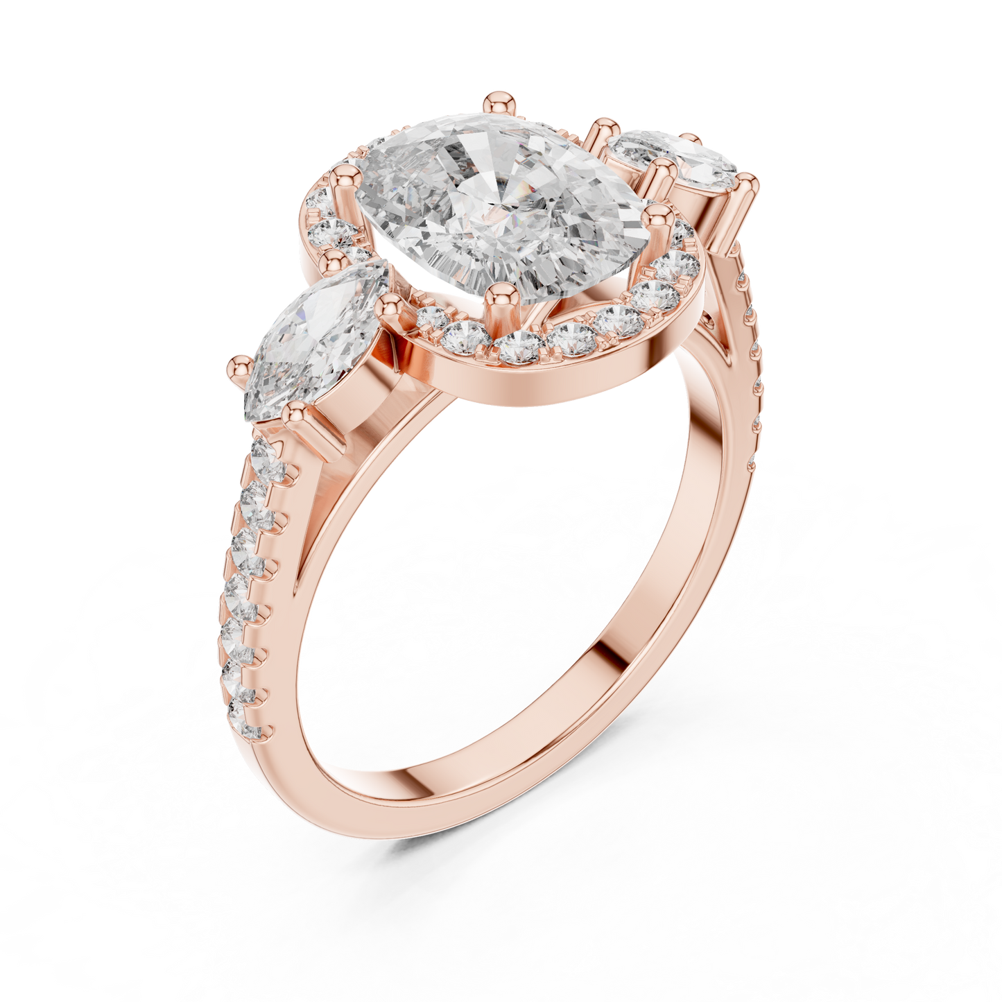 Mixed Shape Lab Grown Diamond Halo Ring