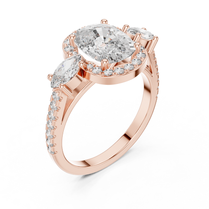 Mixed Shape Lab Grown Diamond Halo Ring