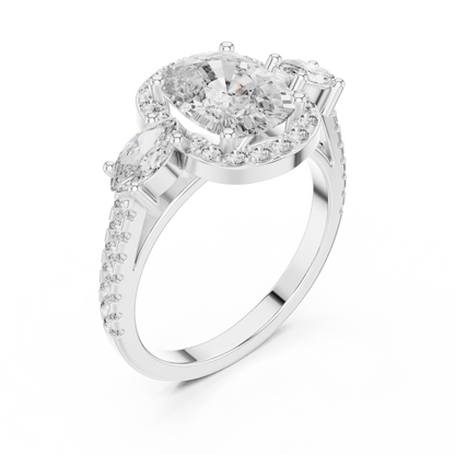 Mixed Shape Lab Grown Diamond Halo Ring