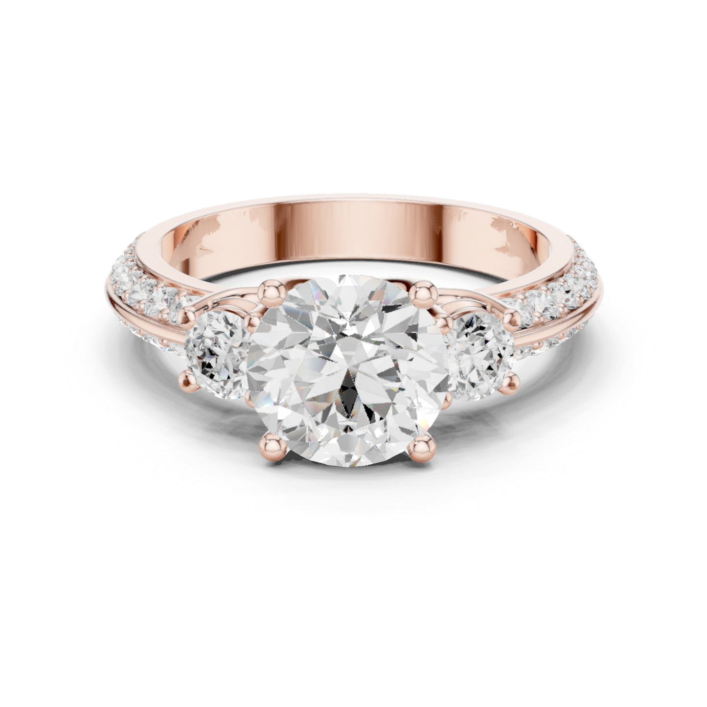 Round Three Stone Lab Grown Diamond Ring