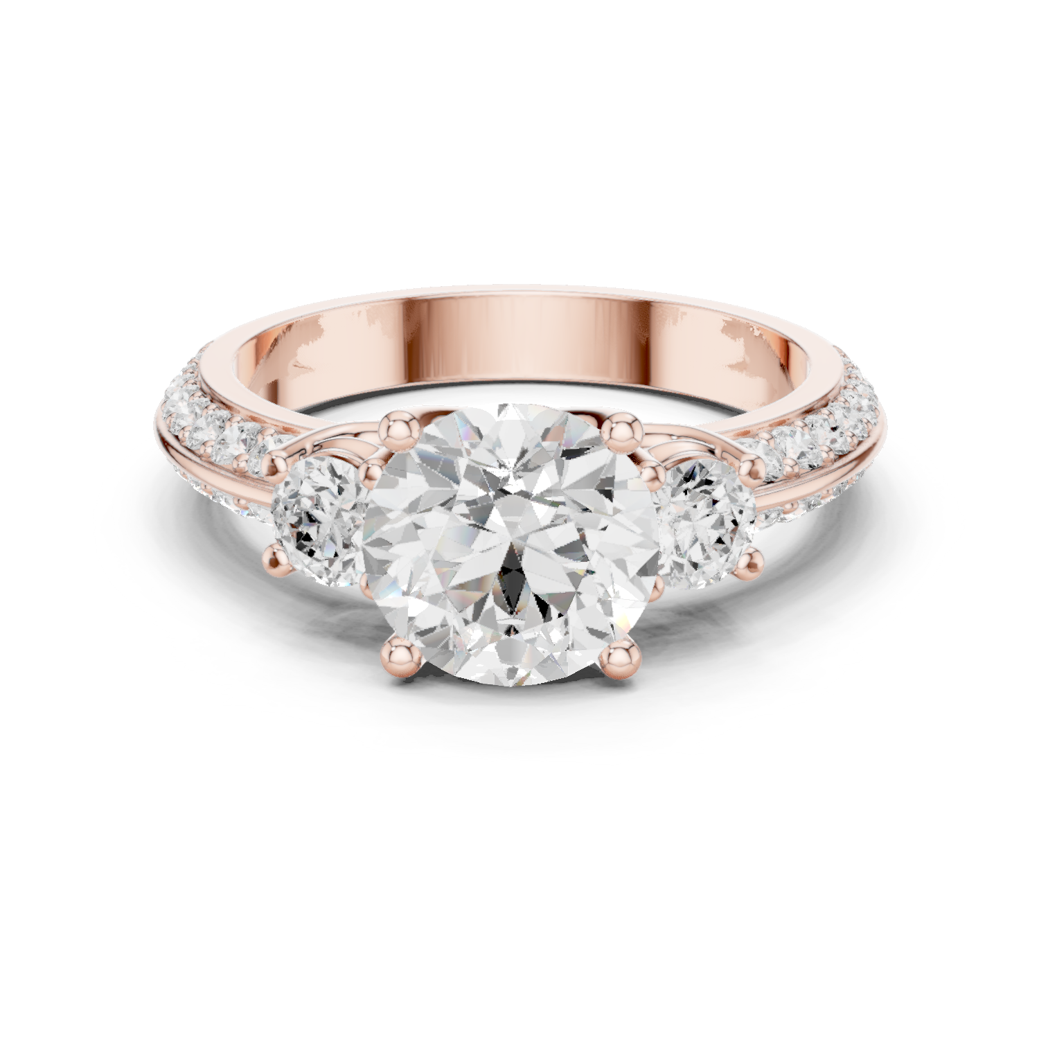 Round Three Stone Lab Grown Diamond Ring