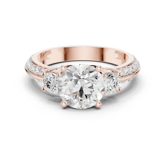 Round Three Stone Lab Grown Diamond Ring