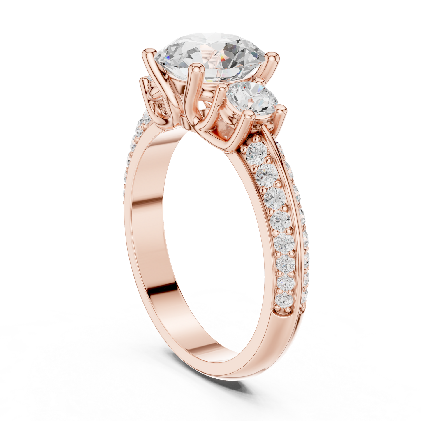 Round Three Stone Lab Grown Diamond Ring