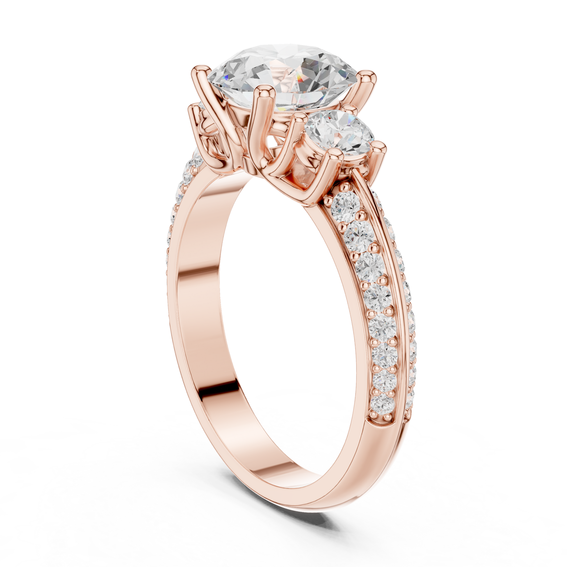 Round Three Stone Lab Grown Diamond Ring