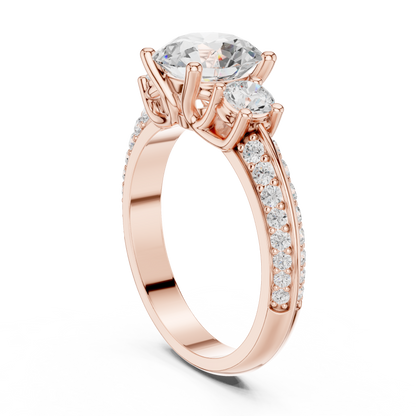 Round Three Stone Lab Grown Diamond Ring