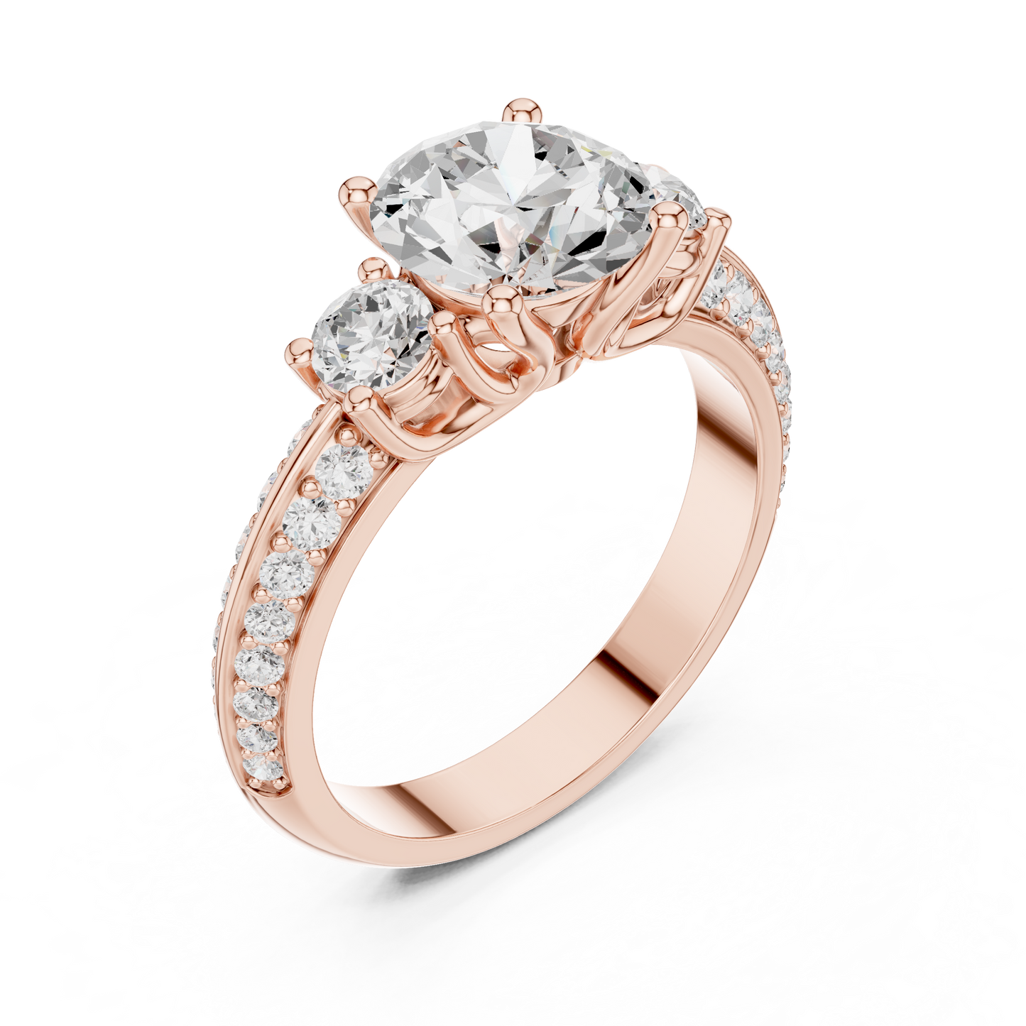Round Three Stone Lab Grown Diamond Ring