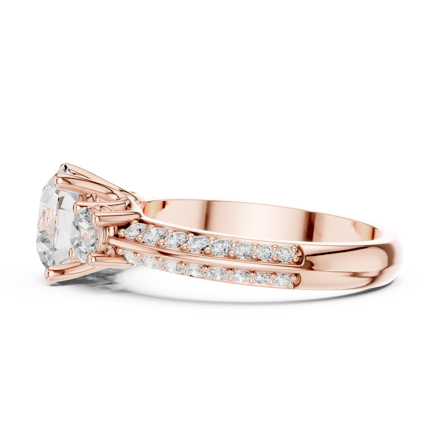 Round Three Stone Lab Grown Diamond Ring