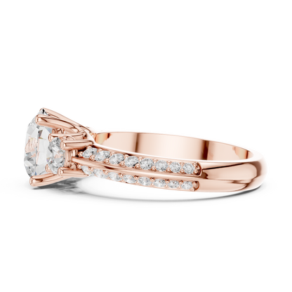 Round Three Stone Lab Grown Diamond Ring