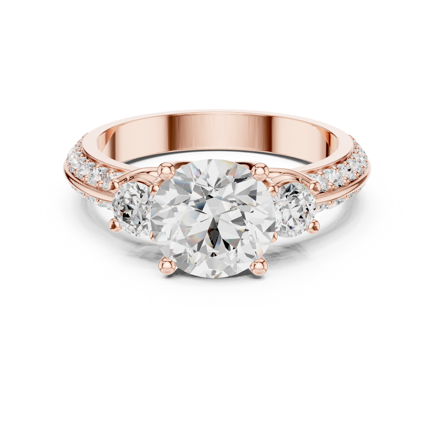 Round Three Stone Lab Grown Diamond Ring
