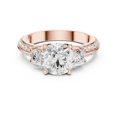 Round Three Stone Lab Grown Diamond Ring
