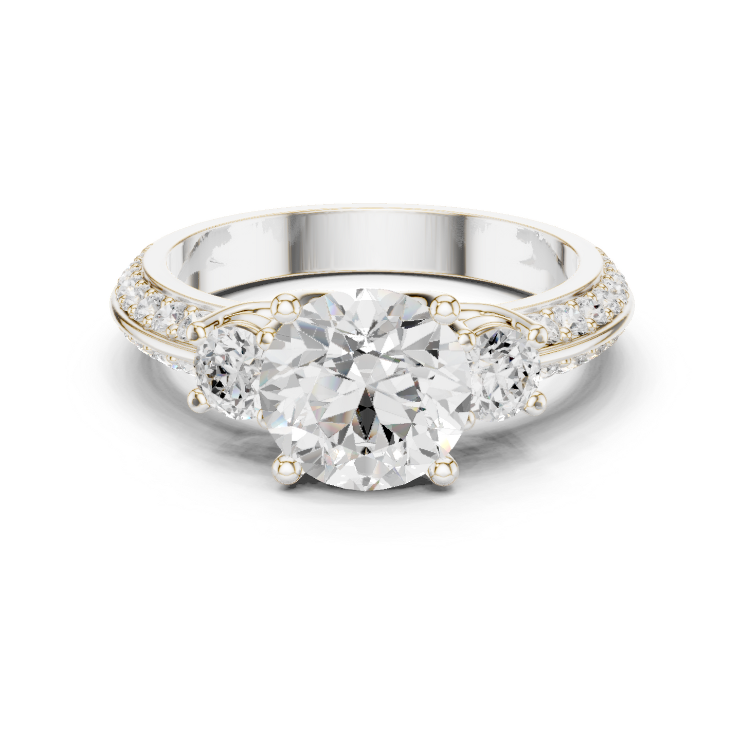Round Three Stone Lab Grown Diamond Ring