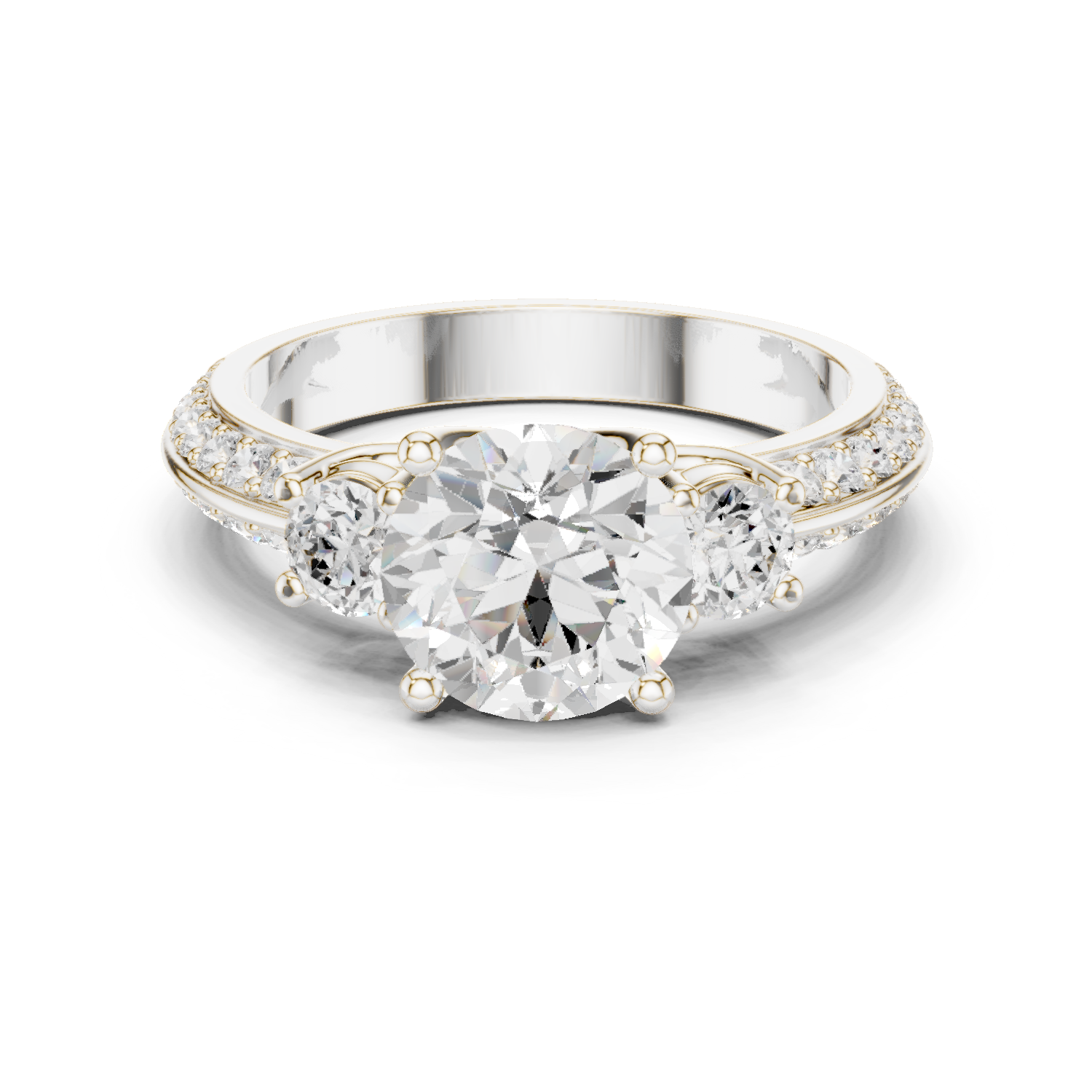 Round Three Stone Lab Grown Diamond Ring